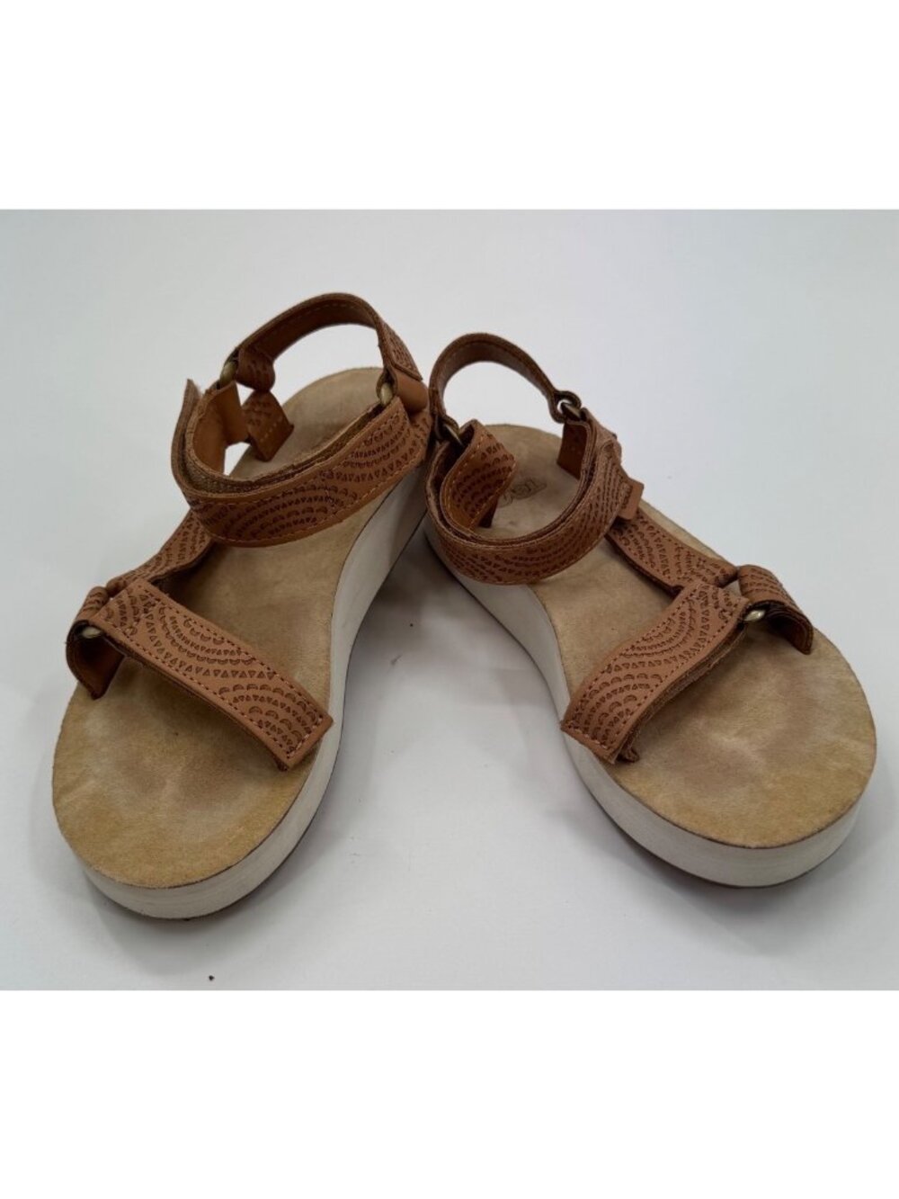 Teva Womens Size 5 Leather Midform Universal Geometric Strap Sandals Comfort Wal - Picture 8 of 8